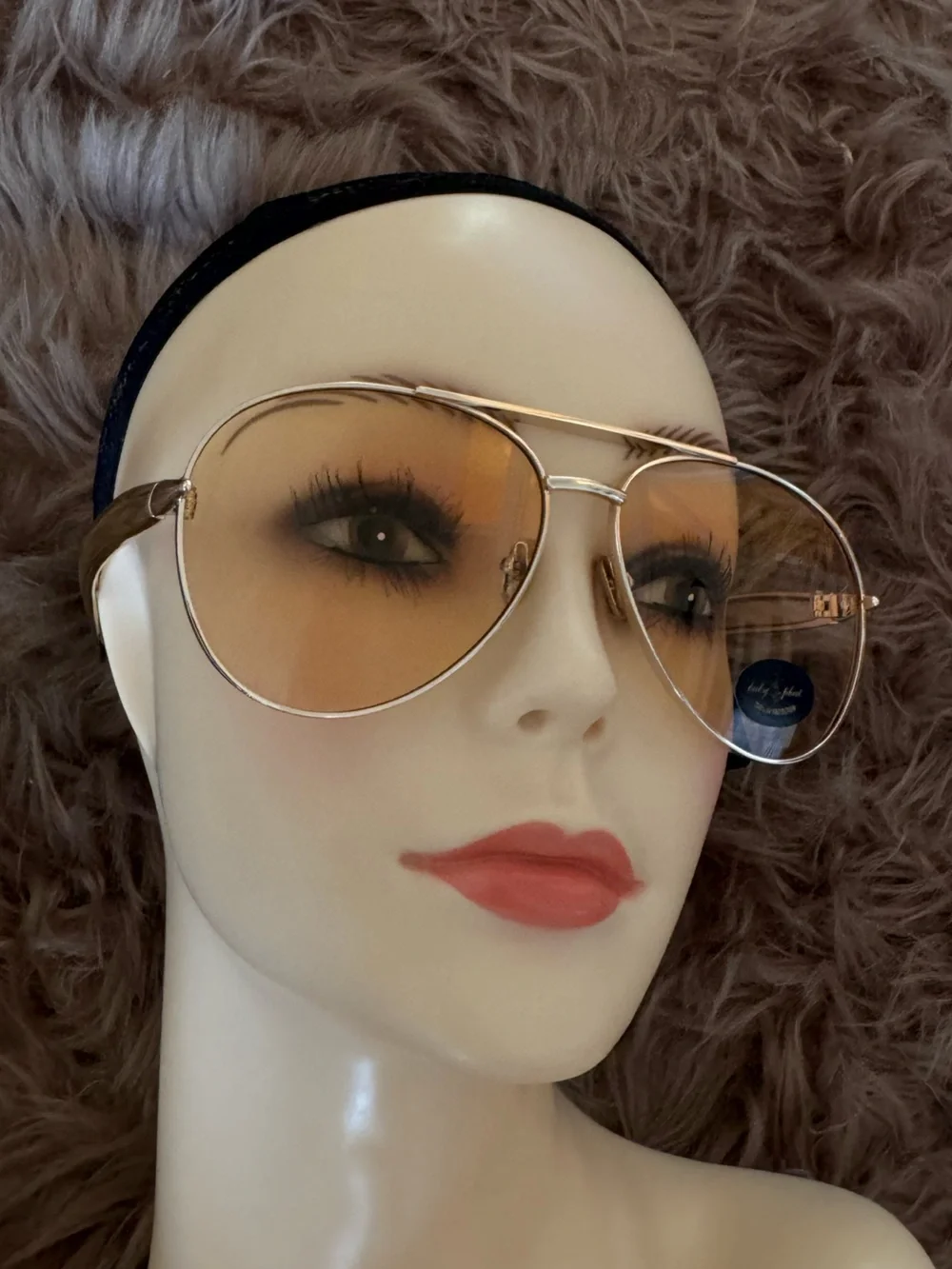 Orange lens sunglasses aviator gold detail baby path